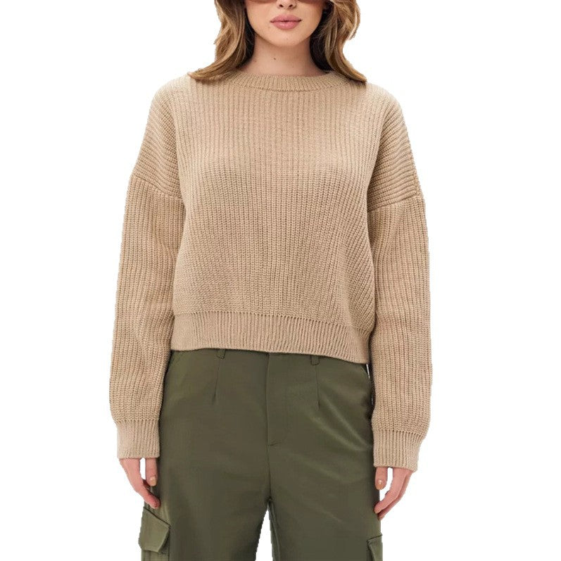 Oversized Cozy Womens Knit Sweater - Relaxed Fit, Ribbed