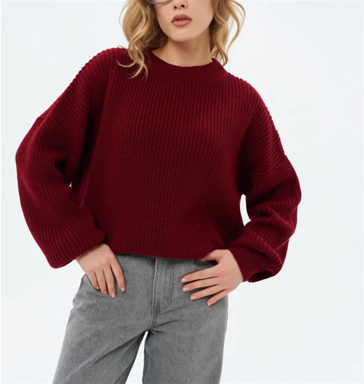 Oversized Cozy Womens Knit Sweater - Relaxed Fit, Ribbed
