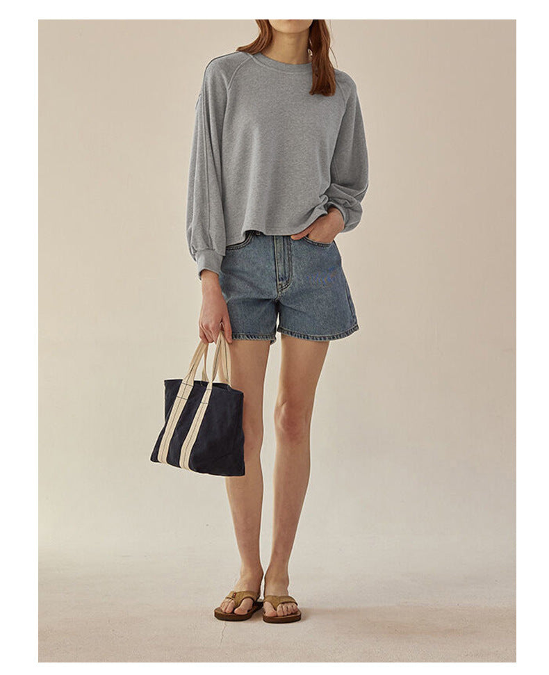 Oversized kvinders crewneck sweatshirt - boxy raglan, bomuld