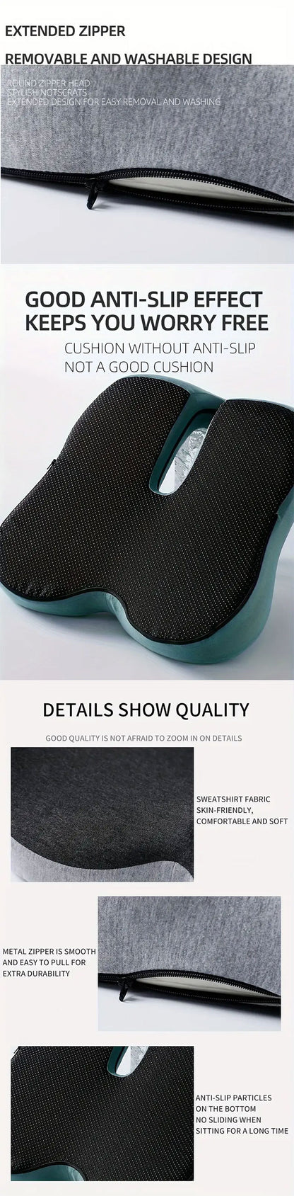 Memory Foam Seat Cushion – Ergonomic Lumbar Support for Office Chair and Car, Stress Relief