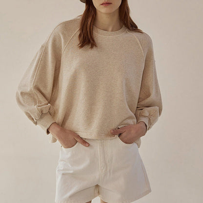 Oversized kvinders crewneck sweatshirt - boxy raglan, bomuld