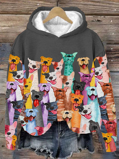 Soft Relaxed Women's Hoodie - Oversized Fleece, Dog Park