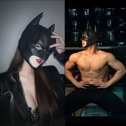 Batman Bat cosplayhoofdbedekking en -masker van rubberlatex voor heren en volwassenen, Halloweenavond-dansfeest 2026