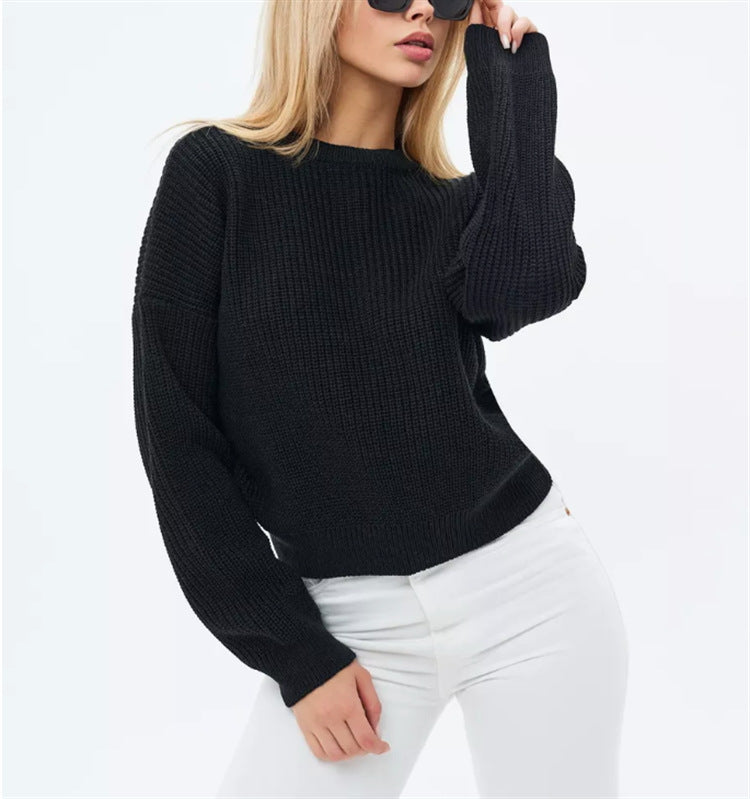 Oversized Cozy Womens Knit Sweater - Relaxed Fit, Ribbed