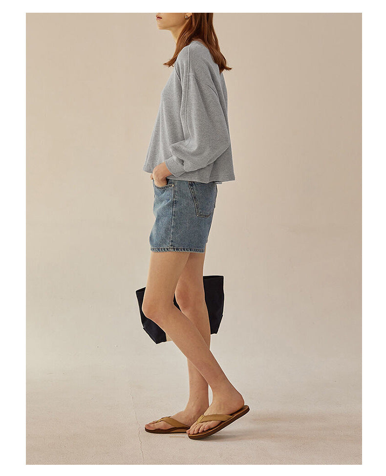 Oversized kvinders crewneck sweatshirt - boxy raglan, bomuld