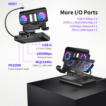 Estación de acoplamiento 100W con ventiladores dobles Dock de juego HDMI 4K