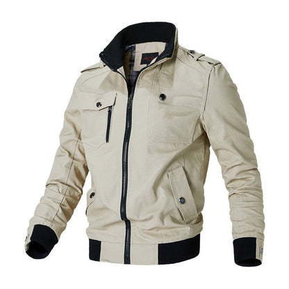 Fitted Versatile Men’s Bomber Jacket - Stand Collar, Cotton