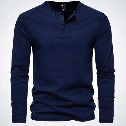 Lightweight Mens Long Sleeve Henley - Fitted Cotton, Casual
