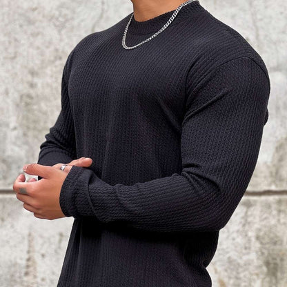 Moisture-Wicking Men Fitness Pullover - Body-Hugging Rib