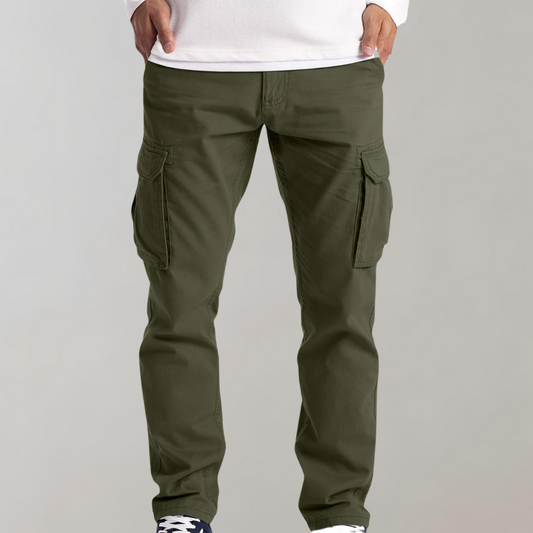 Mens Black Cargo Pants with Spacious Pockets and Comfortable Fit for Everyday Wear-1