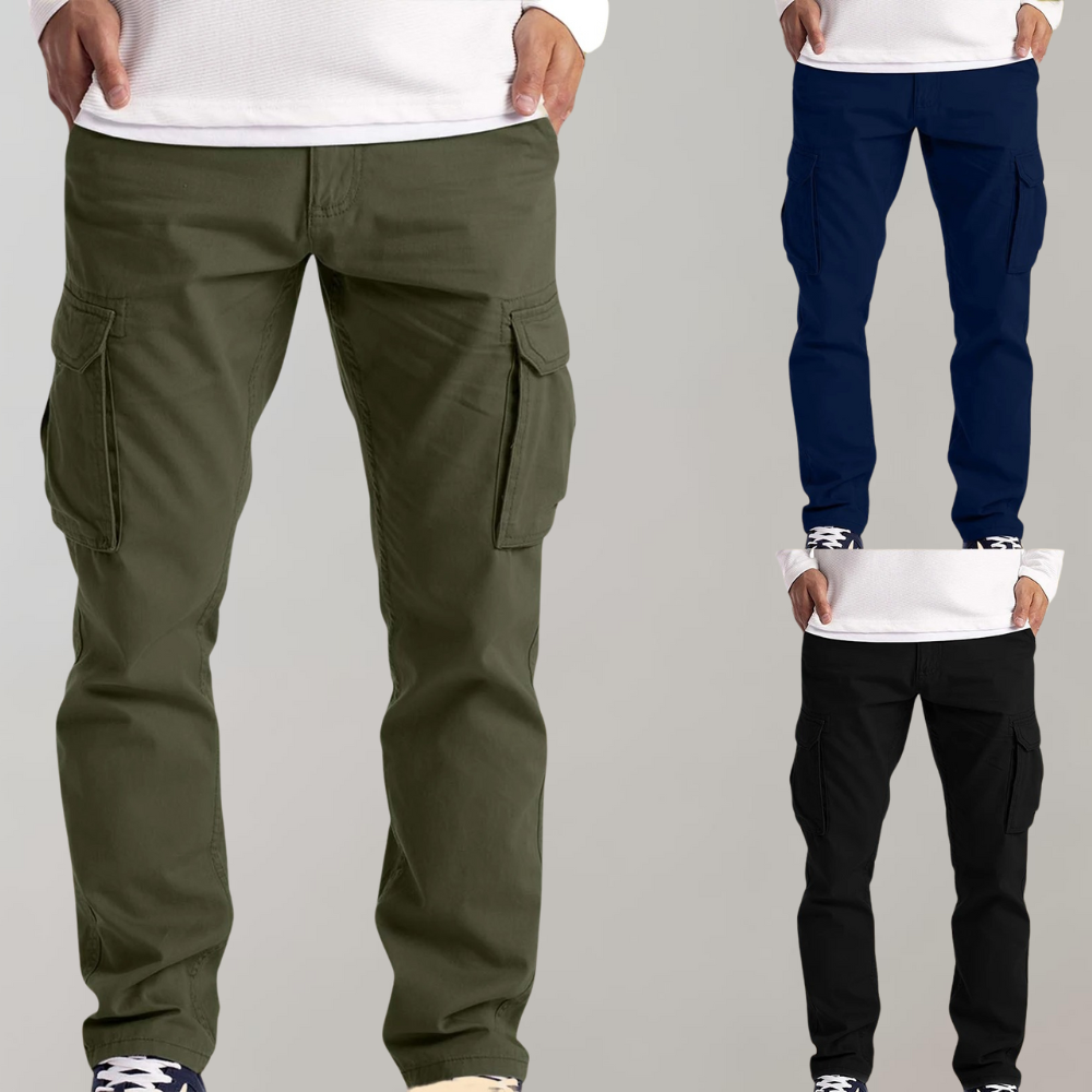 Mens Black Cargo Pants with Spacious Pockets and Comfortable Fit for Everyday Wear-2
