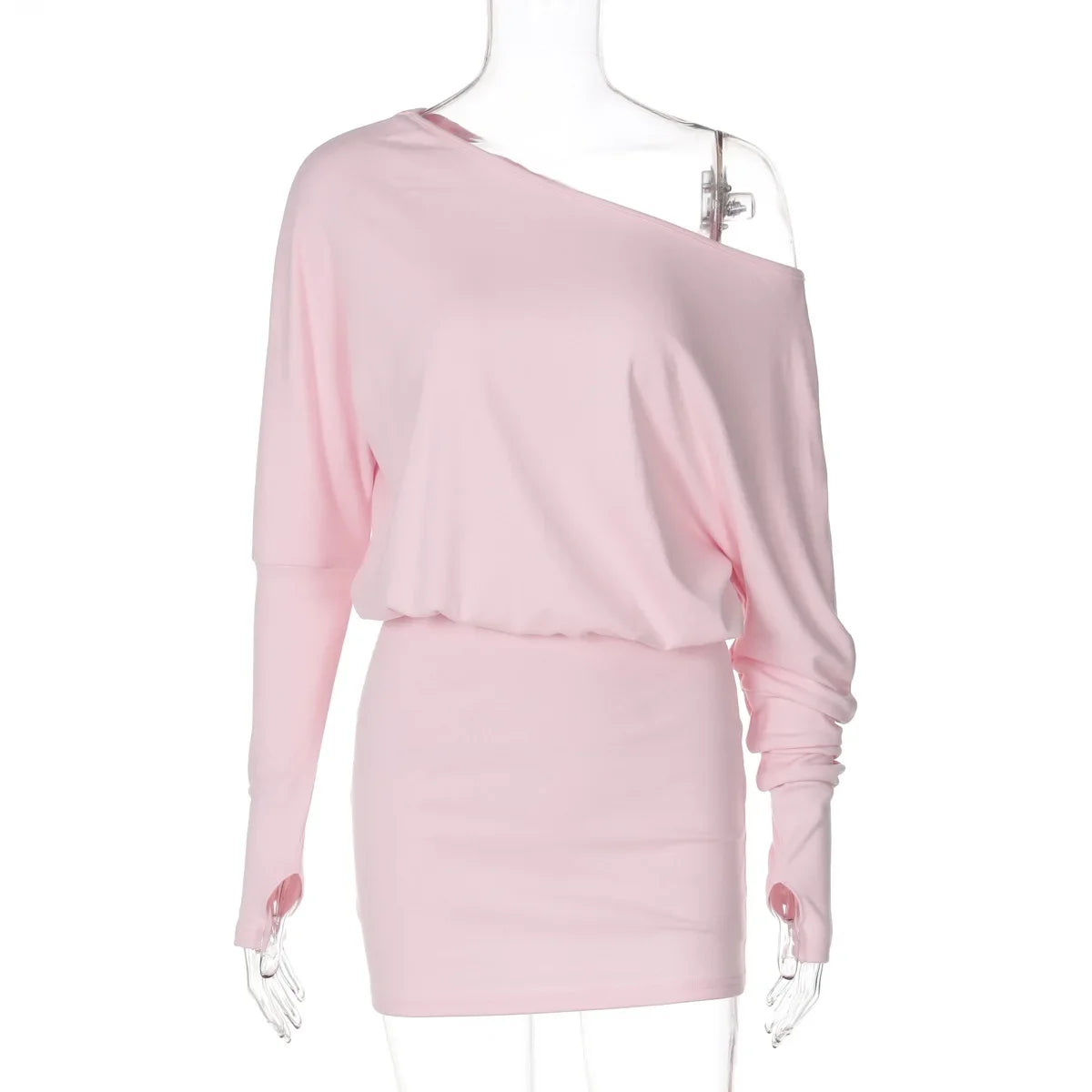 Off Shoulder Sheer Mini Dress with Long Sleeves and Ruched Bodycon Fit for Women 5