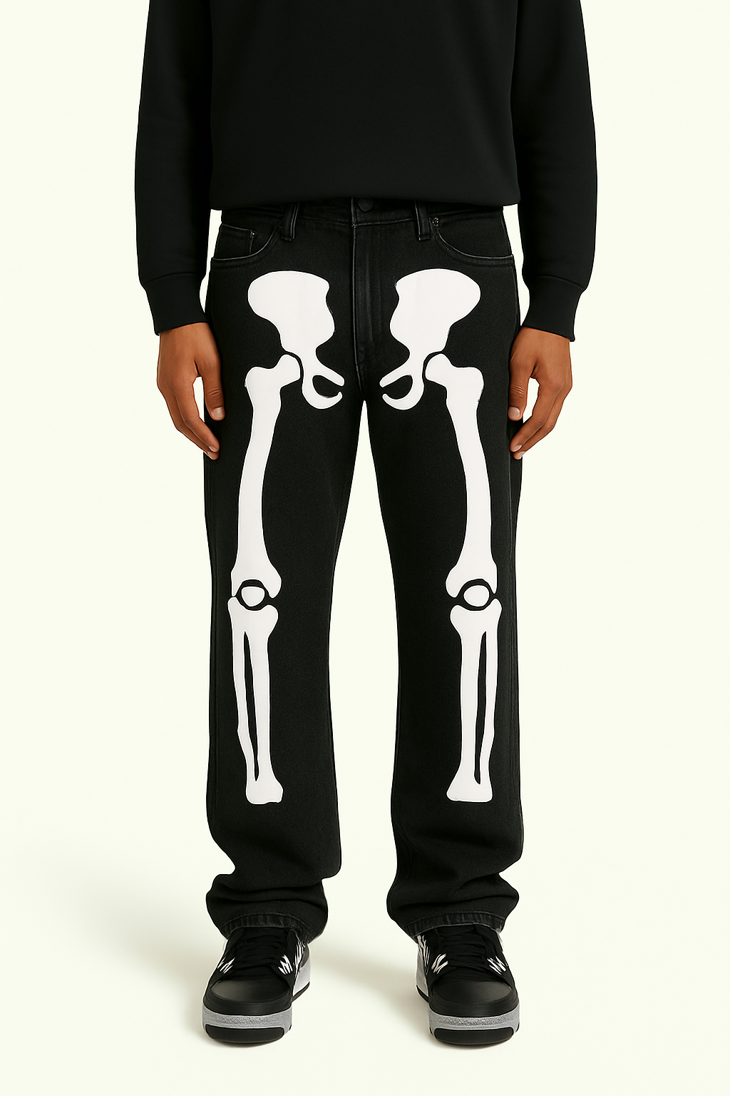 Y2K Skeleton Pants Unisex Cotton-Polyester Blend with Striking Skeleton Designs and Multiple Pockets-3