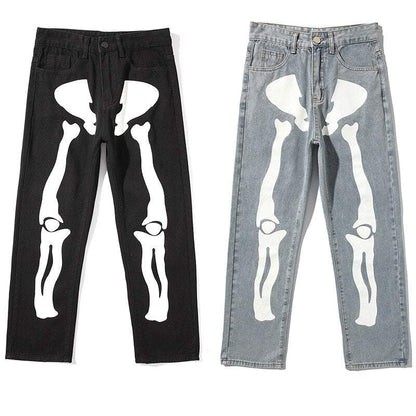 Y2K Skeleton Pants Unisex Cotton-Polyester Blend with Striking Skeleton Designs and Multiple Pockets-5
