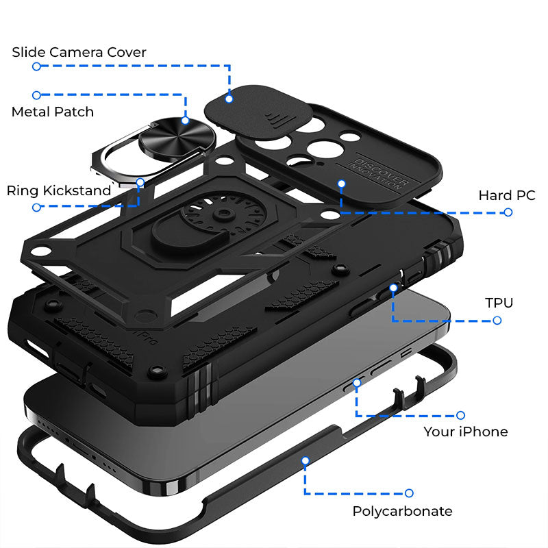 Magnetisk telefoncover robust ringfodstøtte Fall 2025