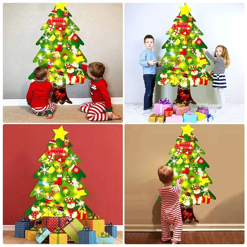 Felt Christmas Tree with Fairy Lights - Fun Holiday Decor for Kids, Sensory Development Toy