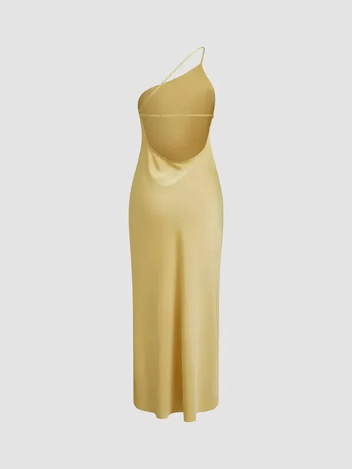 Layered Maxi Dress for Women with Crisscross Straps and Flowing Skirt in Vibrant Yellow for Summer Events-4