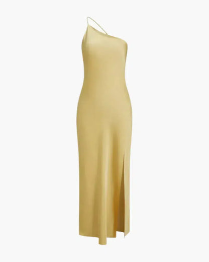 Layered Maxi Dress for Women with Crisscross Straps and Flowing Skirt in Vibrant Yellow for Summer Events-1