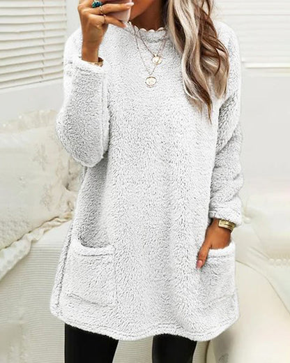 Soft Cozy Women’s Tunic Pullover - Oversized Sherpa, Winter