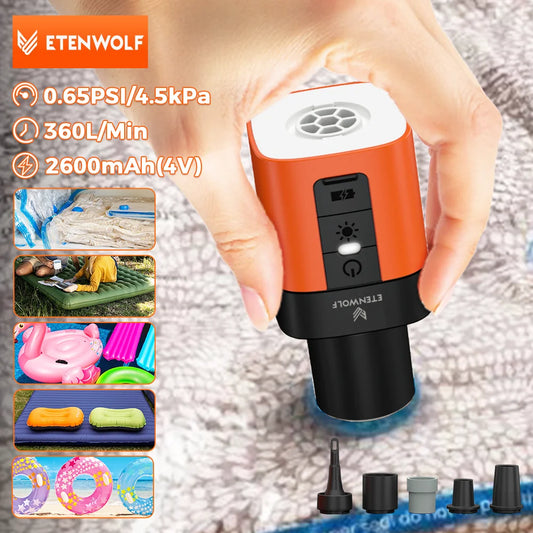 Portable Electric Air Pump with 2600mAh Battery for Quick Inflation, Ideal for Camping and Outdoor Use 0