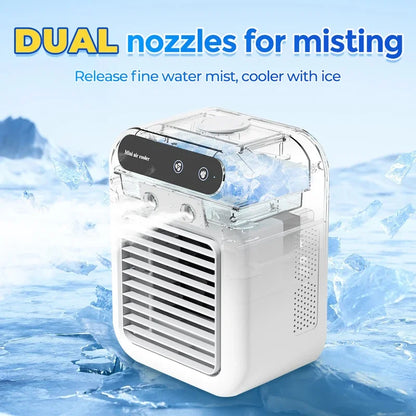 Portable Mini Air Conditioner Fan with Humidifier, USB Charging, 500ml Water Tank, Adjustable Wind Speed for Home and Office 0