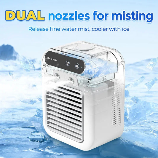 Portable Mini Air Conditioner Fan with Humidifier, USB Charging, 500ml Water Tank, Adjustable Wind Speed for Home and Office 0