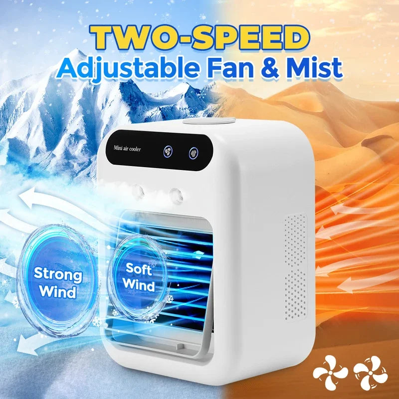 Portable Mini Air Conditioner Fan with Humidifier, USB Charging, 500ml Water Tank, Adjustable Wind Speed for Home and Office 1