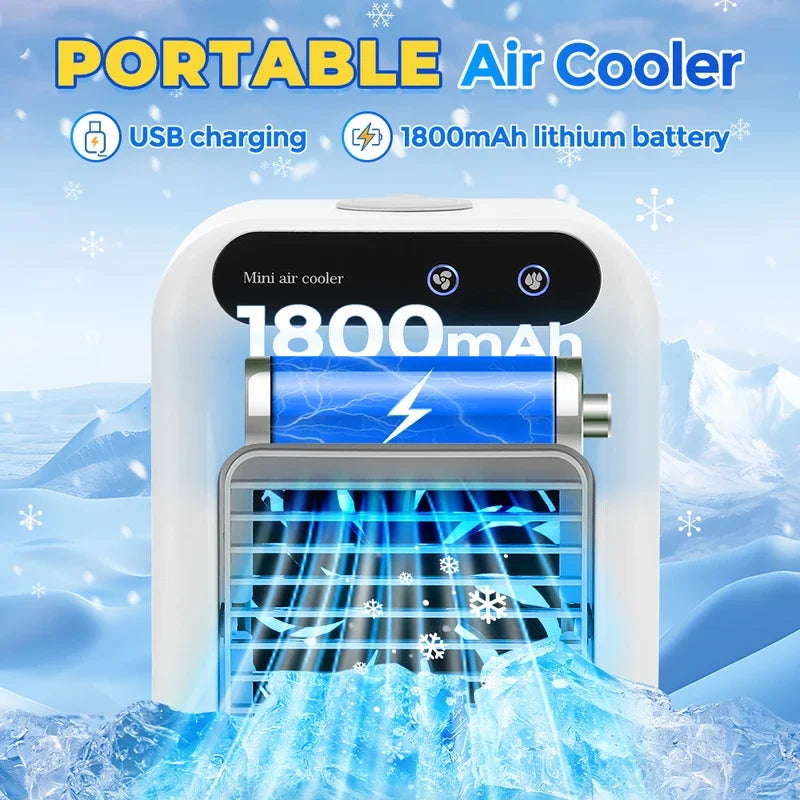 Portable Mini Air Conditioner Fan with Humidifier, USB Charging, 500ml Water Tank, Adjustable Wind Speed for Home and Office 3