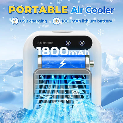 Portable Mini Air Conditioner Fan with Humidifier, USB Charging, 500ml Water Tank, Adjustable Wind Speed for Home and Office 3