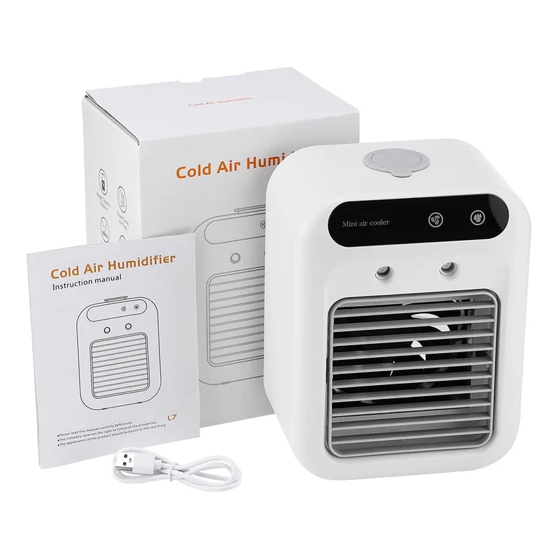Portable Mini Air Conditioner Fan with Humidifier, USB Charging, 500ml Water Tank, Adjustable Wind Speed for Home and Office 6