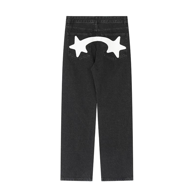 Y2K Print Jeans with Vibrant Designs, Relaxed Fit, Comfortable Denim for Trendy Style-4