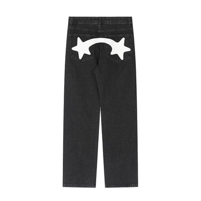 Y2K Print Jeans with Vibrant Designs, Relaxed Fit, Comfortable Denim for Trendy Style-4