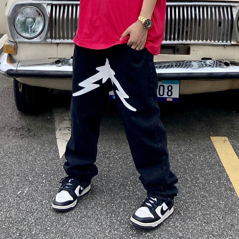 Y2K Print Jeans with Vibrant Designs, Relaxed Fit, Comfortable Denim for Trendy Style-5