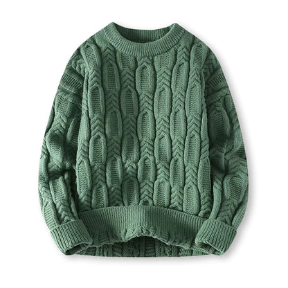Warm Men’s Sweater - Cable Knit, Chunky, For Winter