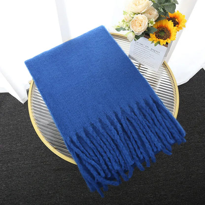 Oversized Women Scarf - Long Fringed Fluffy Wool Winter