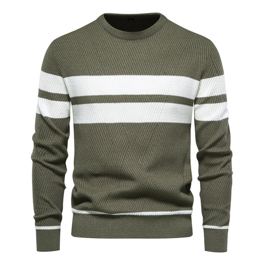 Soft Classic Men's Striped Sweater - Crew Neck, Knit Casual