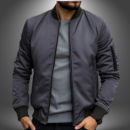 Lightweight Men’s Bomber Jacket – Ribbed Zip, Nylon