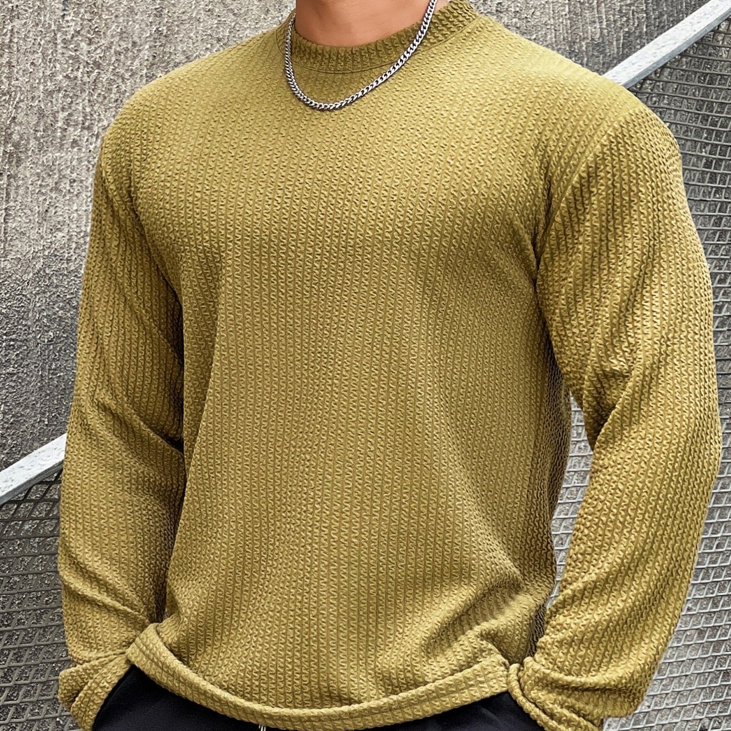 Moisture-Wicking Men Fitness Pullover - Body-Hugging Rib