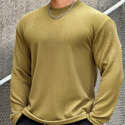 Moisture-Wicking Men Fitness Pullover - Body-Hugging Rib