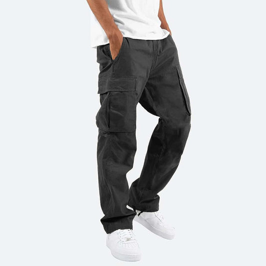 Men's Cargo Pants with Practical Pockets, Comfortable Fit, Available in Black and Khaki-1