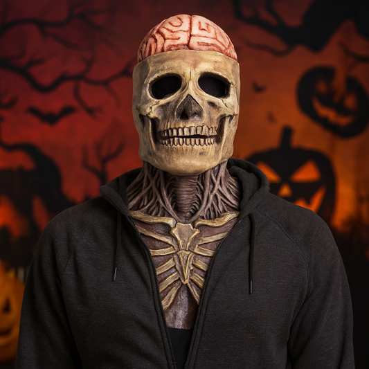 Realistic Movable Jaw Skeleton Mask with Hat – Full Head Halloween Cosplay Accessory for Parties and Events