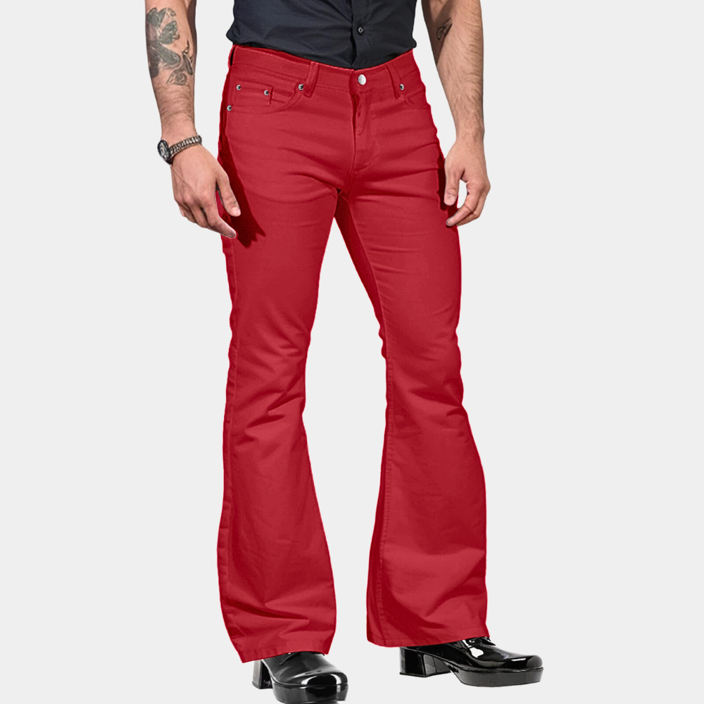 Retro men's flare pants – vintage style, durable cotton, for casual outings 4