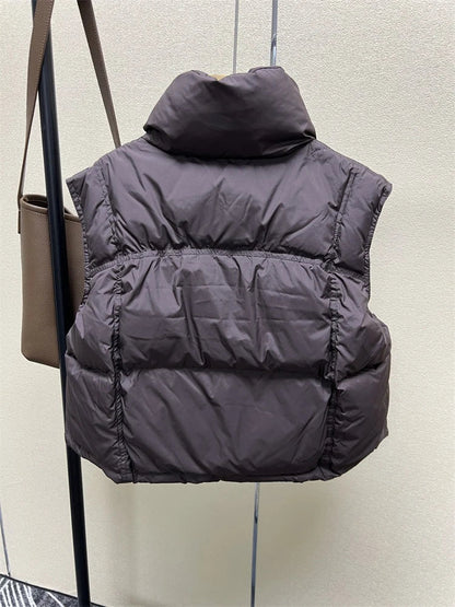 Warm Women’s Down Vest - Stand Collar, Duck Down, Winter