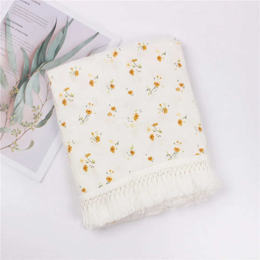 Baby svøb tæppe 100 procent bomuld muslin nyfødt blomsterprint quilt svøb efterår 2025 åndbar blød gave