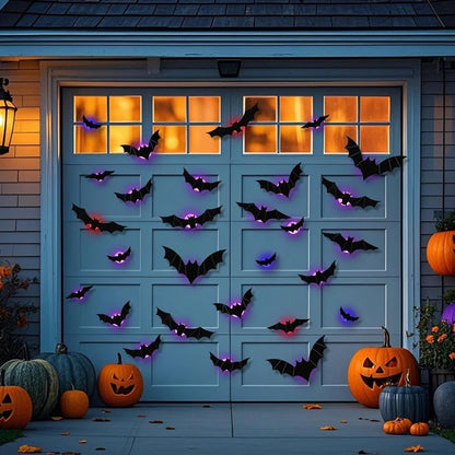 LED Bat Wall Stickers Green 3D Halloween Decor 2025