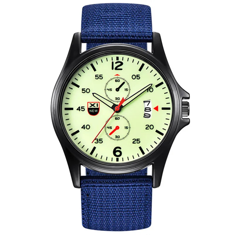 Nylon Band Military Quartz Watch With Date Display