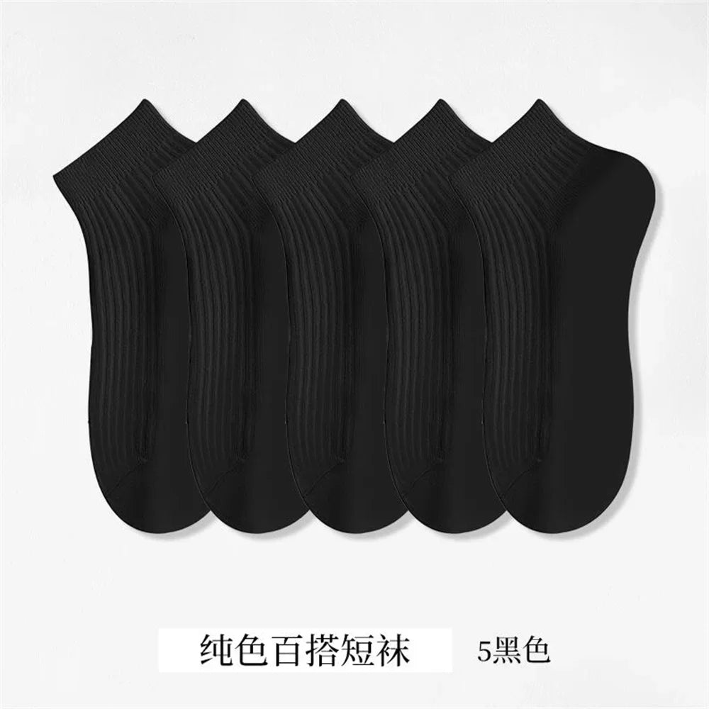 Soft women's invisible ankle socks 5-pack - 100% cotton sweat-absorbing low-cut boat socks