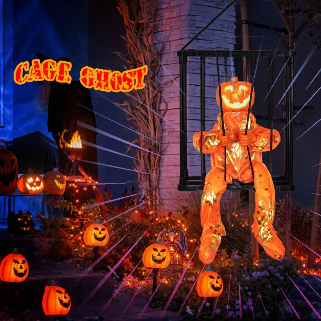Halloween kraniedekoration hængbar fangebur rekvisit efterår 2025 uhyggelig indendørs hængende dekoration klar til ophængning