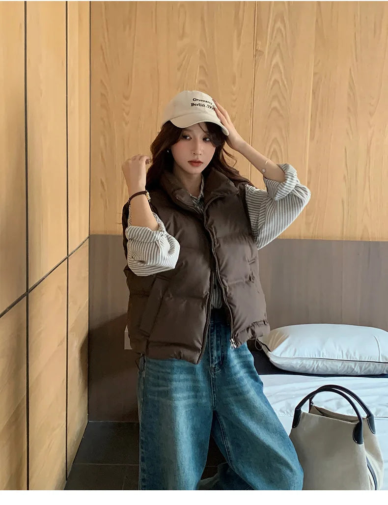 Lightweight Women's Down Vest - Cropped Boxy, Duck Fill