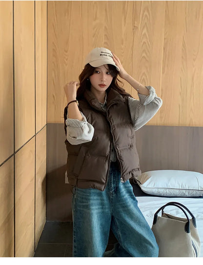 Lightweight Women's Down Vest - Cropped Boxy, Duck Fill